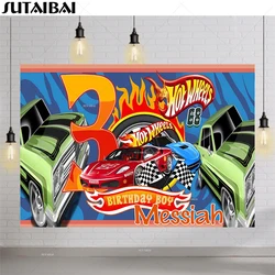 Racing Car Theme Backdrop Hot Wheels Wild Racer Boy 1st Birthday Party Custom Photography Background Photo Booth Decor Supplies
