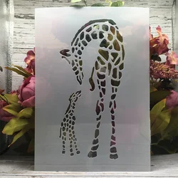 A4 29cm girafa mãe e bebê diy estênceis estênceis pintura de parede scrapbook colorir gravação álbum modelo decorativo