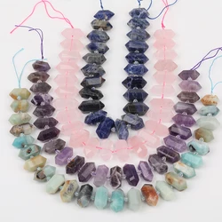 Approx 24pcs/strand Natural Pink Quartz Double Point Loose Beads Pendant Necklace,Drilled Tusk Point Crystal Bead DIY SY-680AMFE