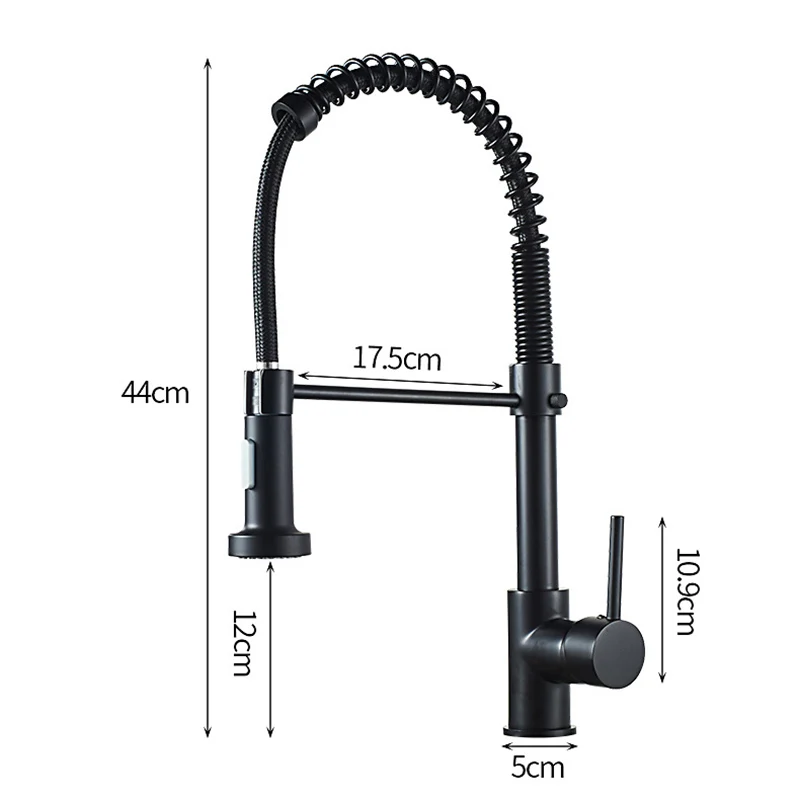 Matte Black Pull Down Kitchen Faucet Hot Cold Water Mixer Crane Tap Brass Spring Kitchen Sink Faucets Chrome Dual Modes Nozzle