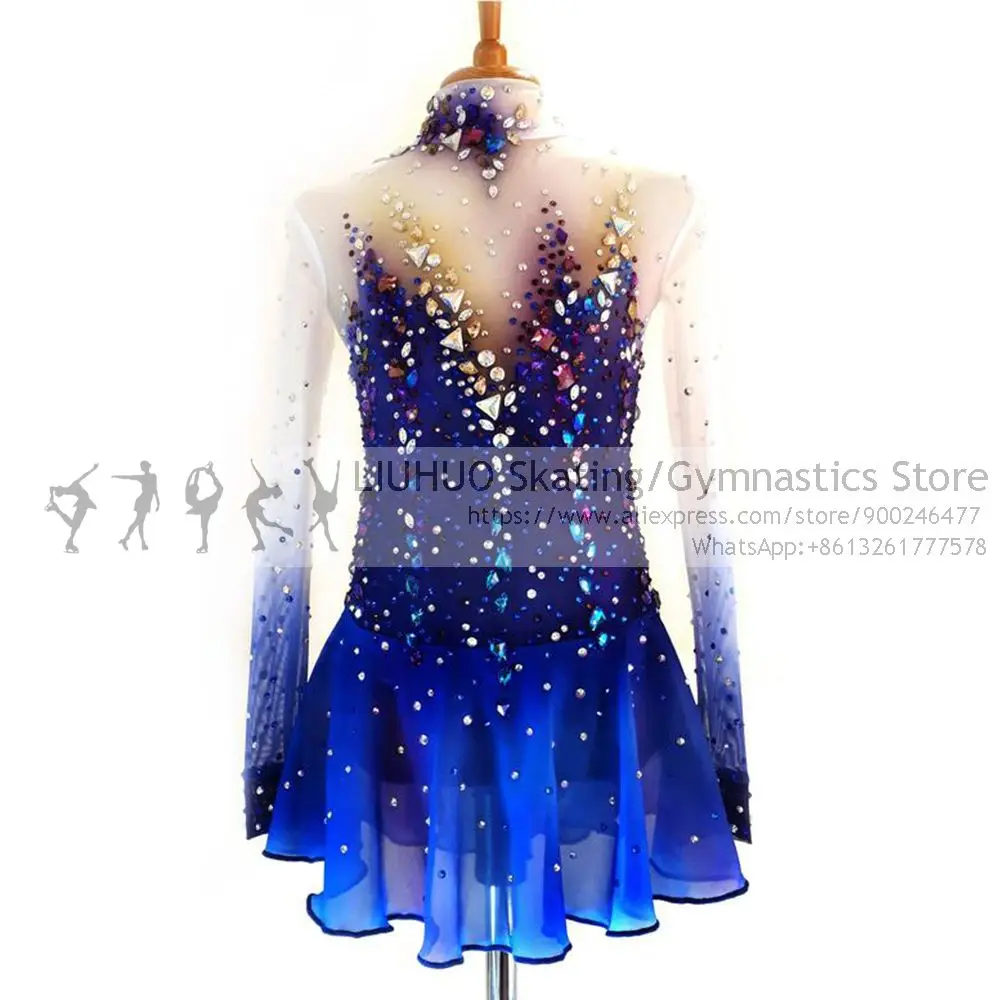 Figure Skating Dress Girls Competition Ice Skating Gradient Color Performance Rhythmic Gymnastics Dance Leotard Christmas Gifts