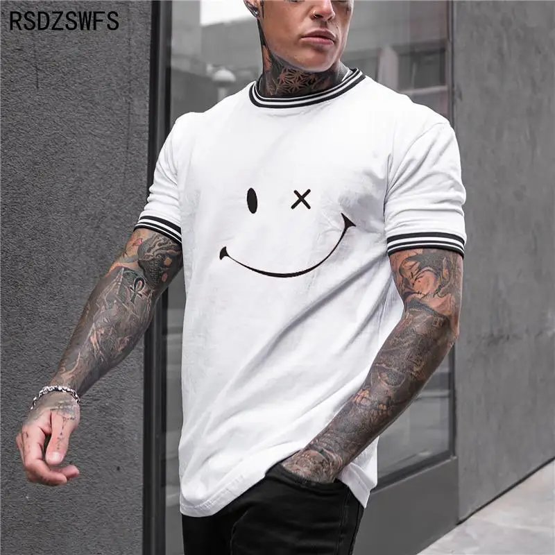 Summer New Fashion Trendy Men\'s Casual T-shirt 3d Printing Smiley Face T-shirt Men\'s Short-sleeved O-neck 3d Printing Xxs-5XL