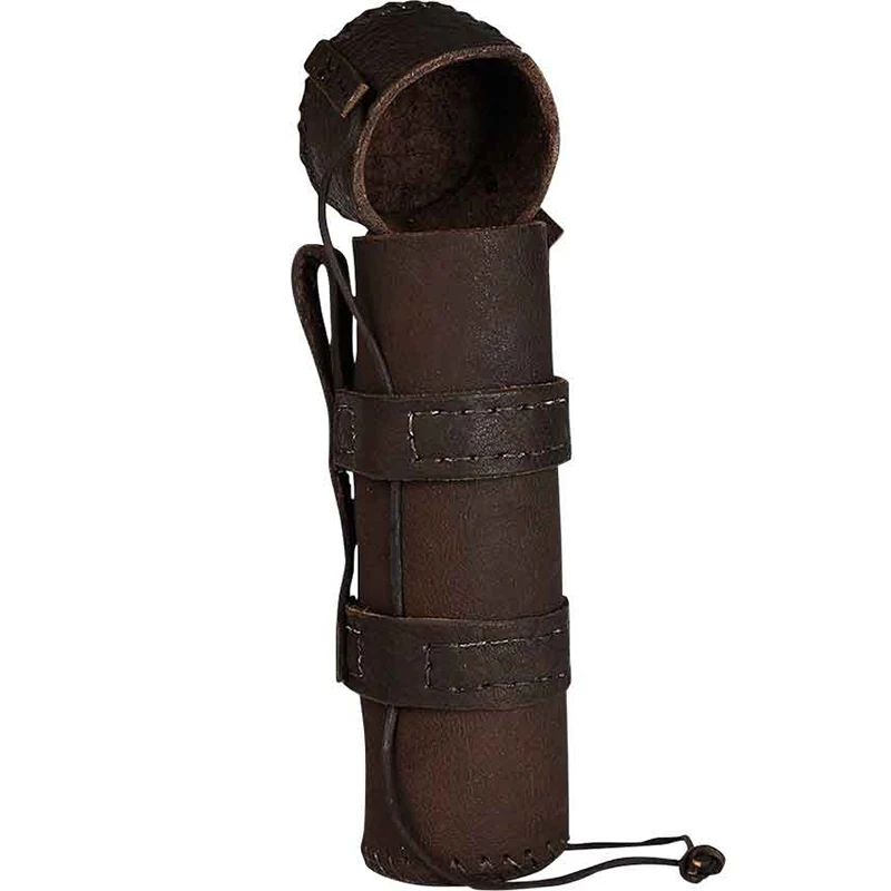 Medieval Costume Accessory Leather Water Bottle Holder Wine Flask Carry Case Steampunk Kettle Scroll Bag Belt Pouch For Cosplay