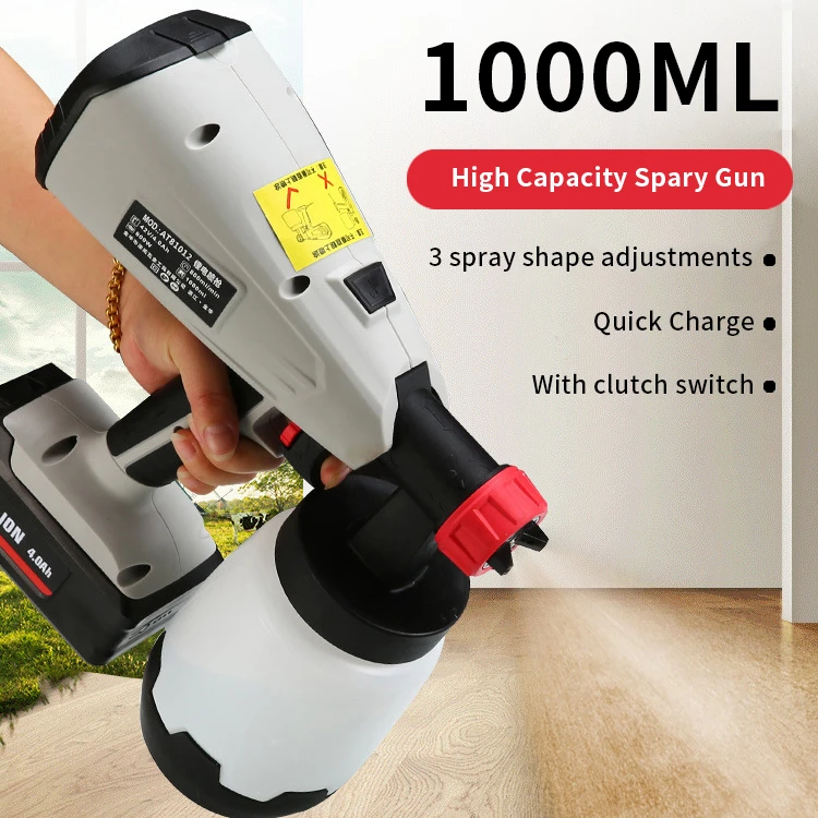 

800W Handheld Electric Spray Gun 1000ml Large Capacity 21V High Pressure Household Paint Sprayer Flow Control 3 Sparing Mode