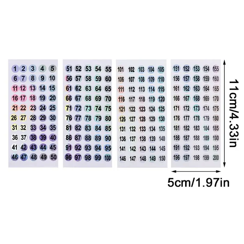 C1FB 8mm Label Numbers 1 to 200 Adhesive Stickers Sign for DIY Craft Self Adhesive Tags Sticker Home School Office Decoration