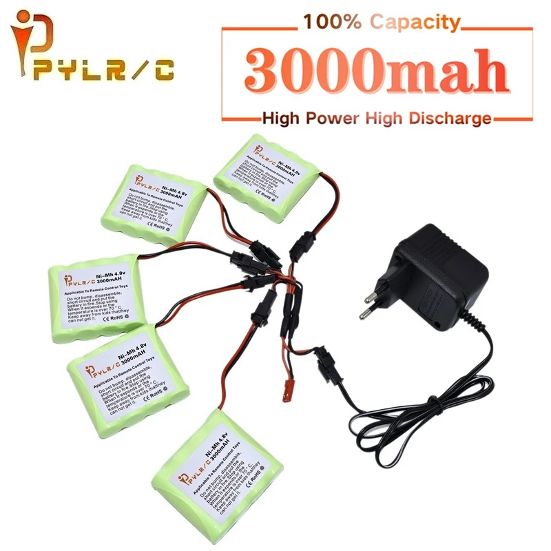 Ni-MH 4.8 v 3000mah 충전식 배터리, 4.8 v 충전기, Rc 완구 보트 탱크 로봇 건 AA 4.8 v 배터리 팩, Rc 자동차용