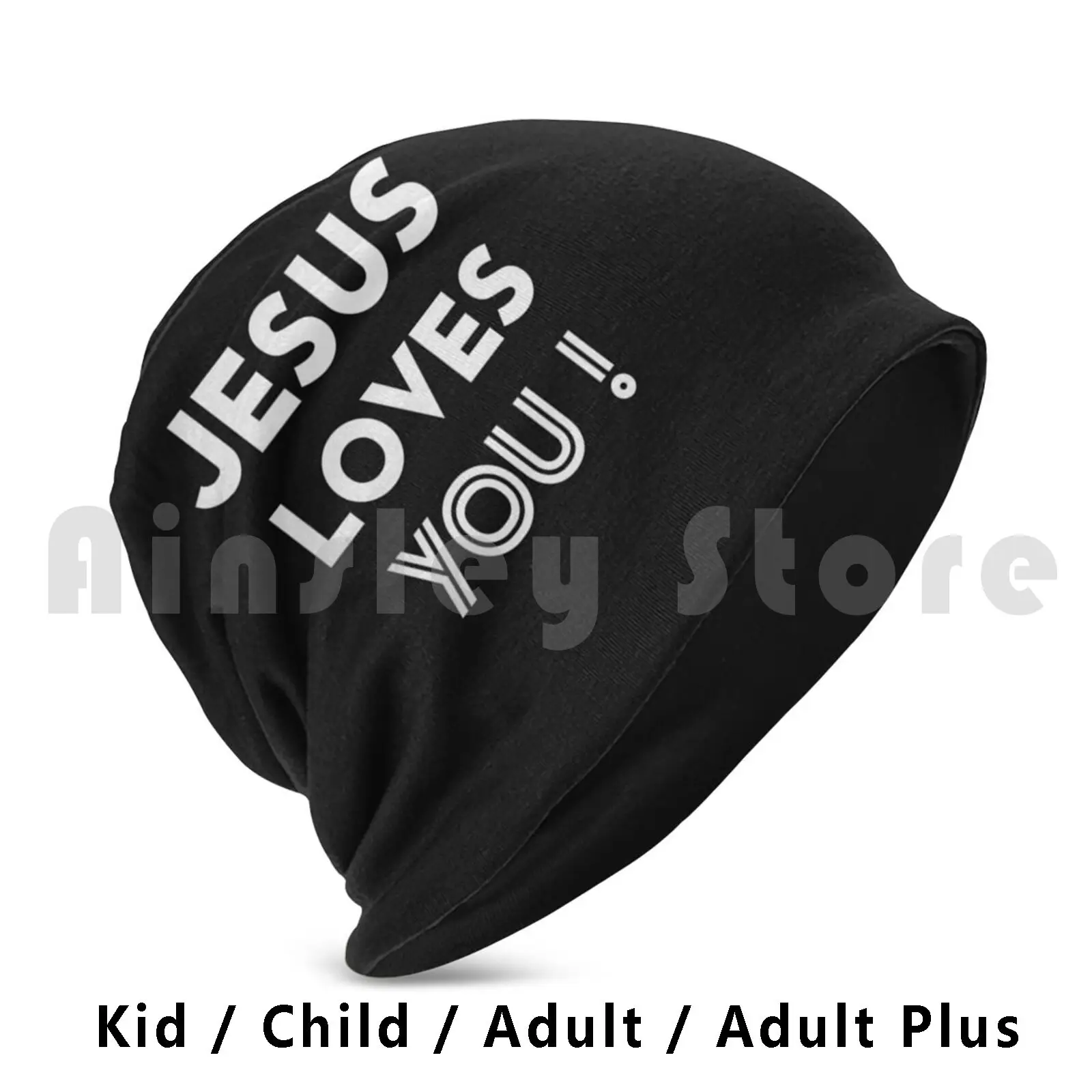 Jesus Loves You Beanies Pullover Cap Comfortable Faith Over Fear Faith Courage Strength Brave Bible God Religion