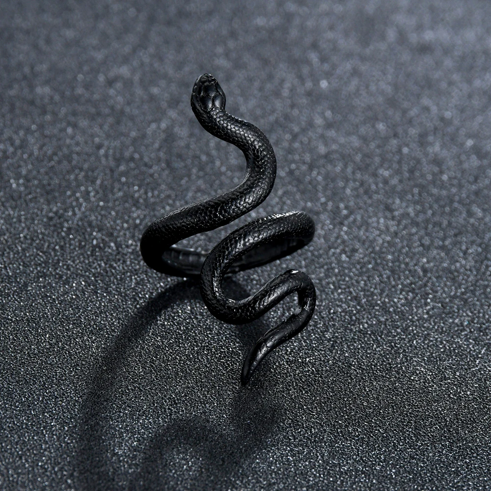 فاسق السلس الرجال الأسود الأفعى كوبرا الدائري أوروبا نمط القلب خمر مامبا خواتم مجوهرات للفتيات النساء بالجملة #6