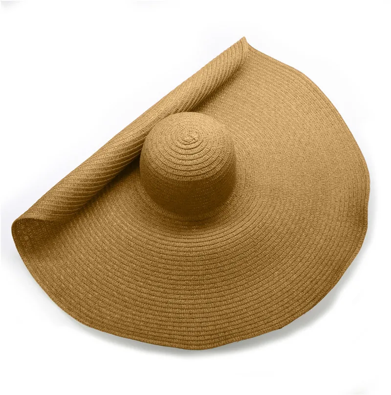 

Ladies Floppy Oversize Plus Large brim 25cm Straw Hat Ins Trend Women's Casual Summer Sunscreen Protection Sun Hat Panama Caps