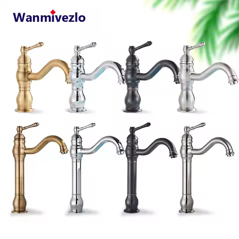 Bathroom Basin Sink Faucet Mixer Tap Single Handle Single Hole Brass Hot/Cold Water Palace Style Deck Mount Retro Faucet