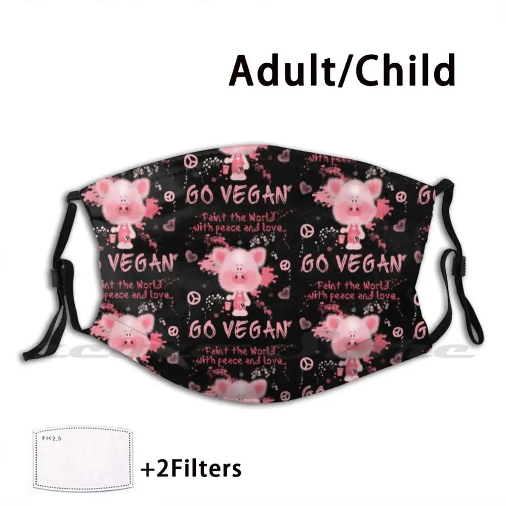 

Paint The World Pig Vegan Mask Cloth Washable DIY Filter Pm2.5 Adult Kids Vegan Vegans Veganism Pig Pigs Animal Rights Peta