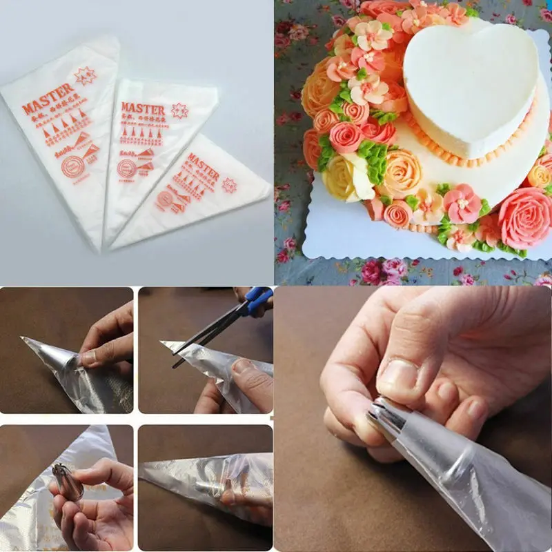 Pastry Bags 1pcs / 25pcs Disposable Baking Pipings Bag Icing Fondant Cake Cream Decorating Pastry Tip Tool Cake Decorating Tool