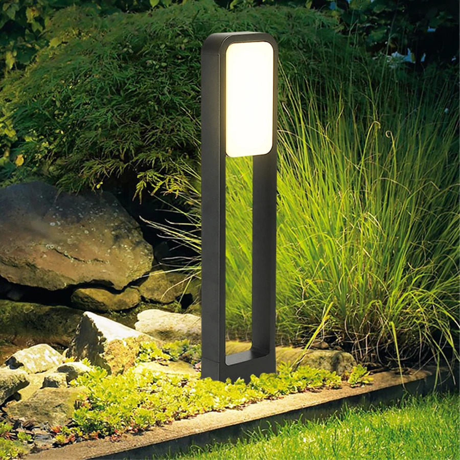 Thrisdar 60/80CM Outdoor Garden Pole Bollard Light 10W Villa Garden standing Post Light Aluminium Landscape Pathway Lawn Lamp