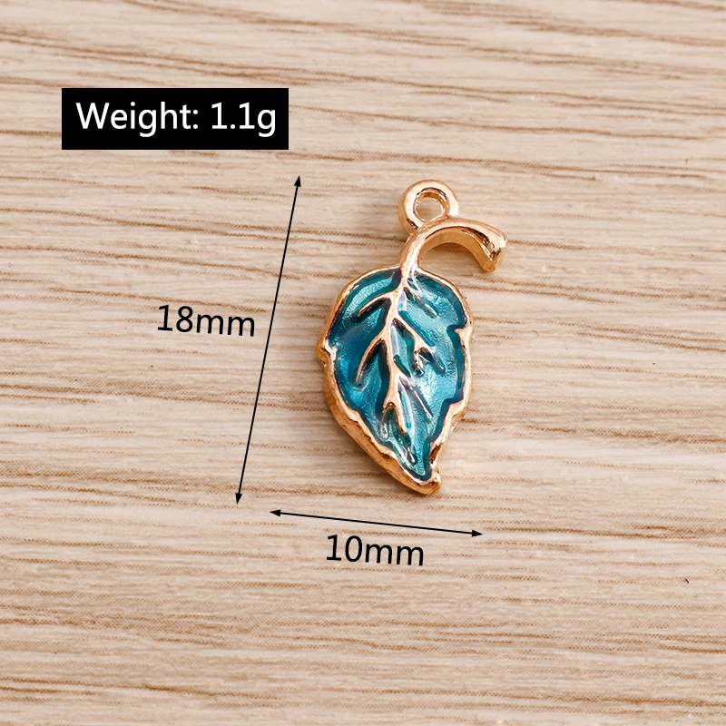 10pcs 10*18mm Alloy Tree Leaf Charms for Jewelry Making 4 Color DIY Enamel Charms Pendants Necklaces Earrings Findings Crafting