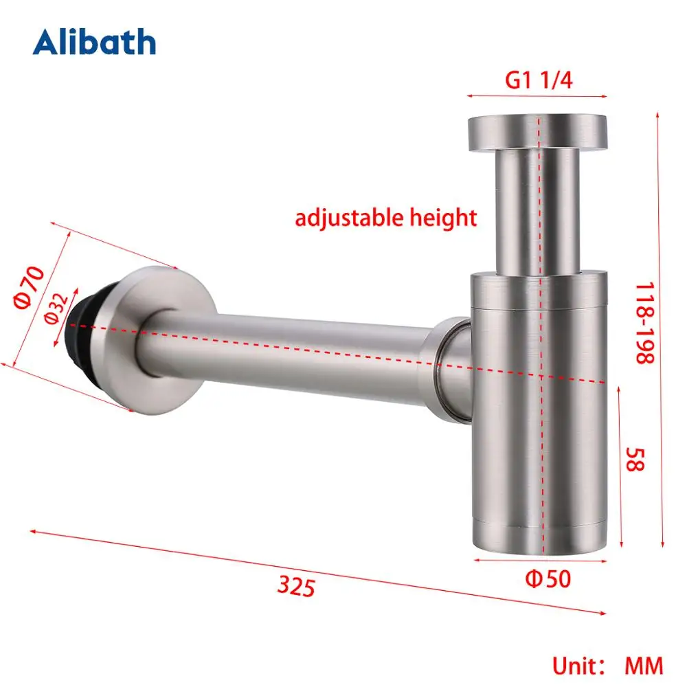 Basin Drain Siphon Bathroom Sink Bottle Trap Modern Pop Up Filter Fixture Stopper Set Brushed Nickel Washbasin Accessory