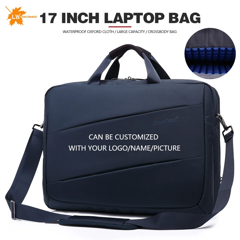 

Custom Business Briefcase Laptop Bag Protective Cover Handbag Shoulder Messenger Bag For 17-inch Dell, HP, Printing Name Picture