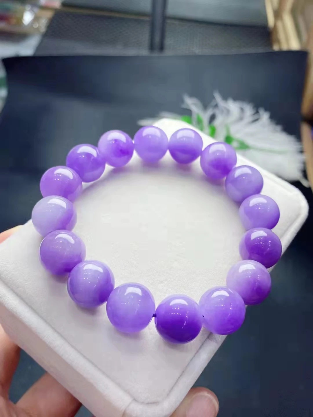 Natural violet jade A beads bracelet bangle 13mm 16 beads jadite jade beads bracelets men jade jewelry jade gift high quality