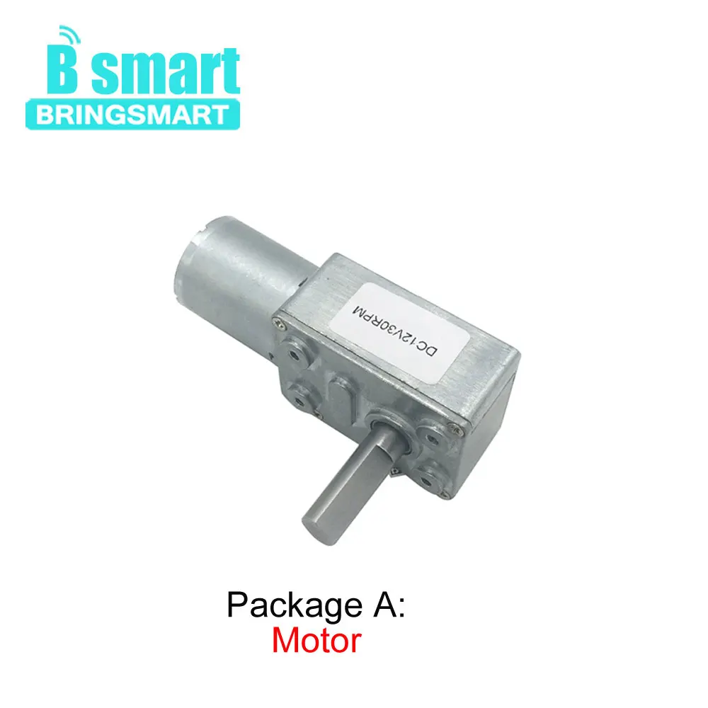 Bringsmart Mini Worm Gear Motor JGY370-D7 DC 12v Low Speed 6-150rpm D Shaft 7mm Reversible Gearbox Motor Customized 25mm Length