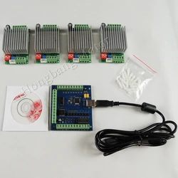 CNC Router 4 Axis Kit, 4pcs TB6600 1 Axis Stepper Motor Driver + mach3 4 Axis USB CNC Controller card 100KHz