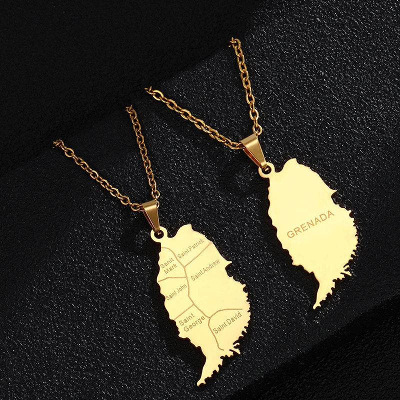 SONYA GRENADA Map Pendant Necklaces For Women/Men Stainless Steel Material Gold Color Charm Gabuutih Jewelry Gift