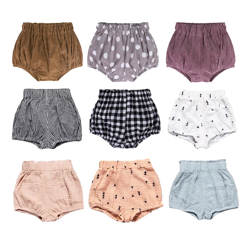 0-5Y Kawaii Newborn Baby Boys Bloomer Shorts Triangle PP Pants Cotton Linen Solid Dot Girls Short Summer Trouser Toddler Clothes