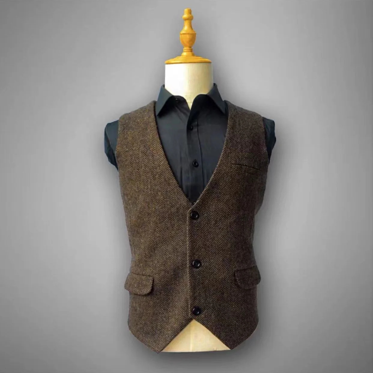 Men\'s suit vestMen\'s herringbone vest vestMen steampunk jacket V-neck slim-fit vest wedding dress