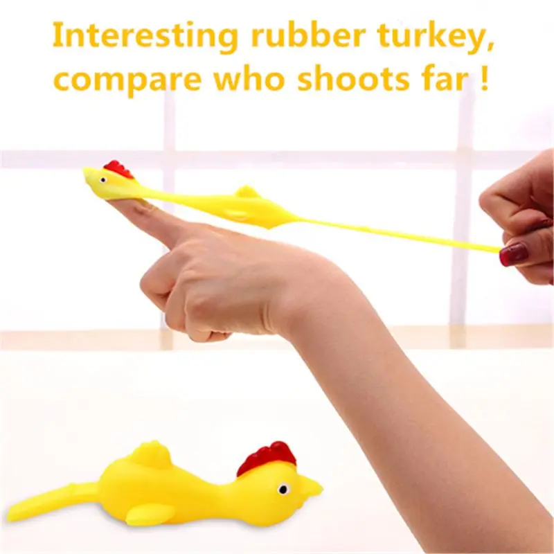 3 uds dedo aves divertido juguetes de broma de pollo de goma elástico volando Turquía favores de partido