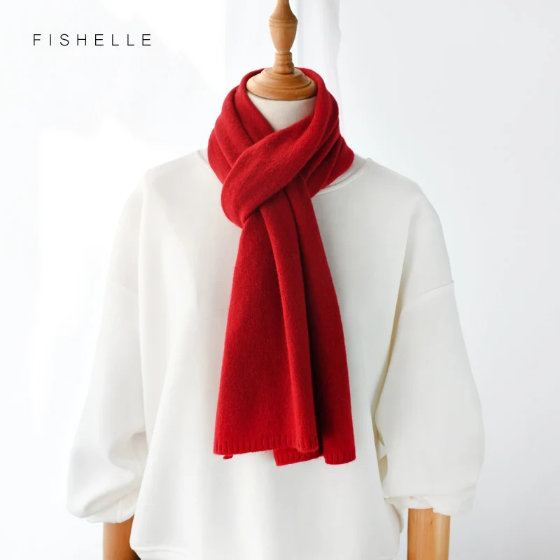 2023 new red wool scarf women winter warm knitted thin scarves woman small short scarfs ladies