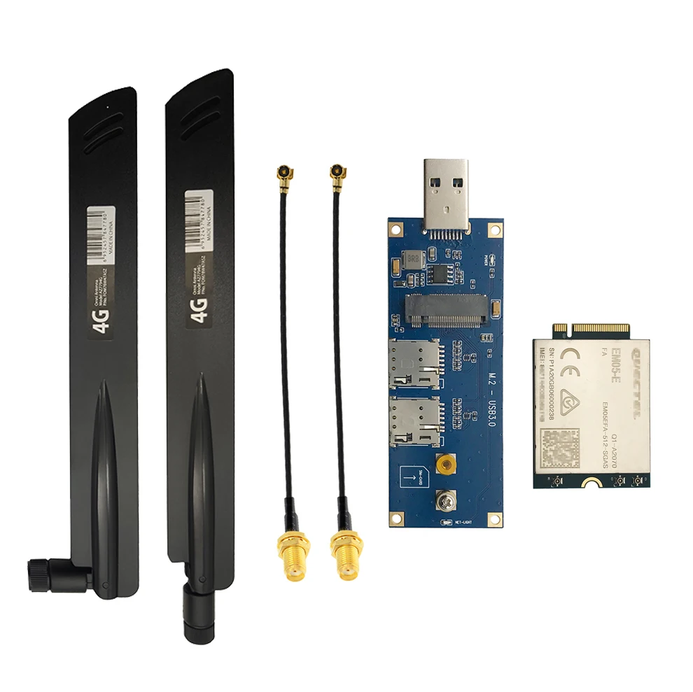 

Quectel EM05-E with IPEX4/MHF4 pigtails NGFF to USB3.0 adapter EM05 with SIM card slot