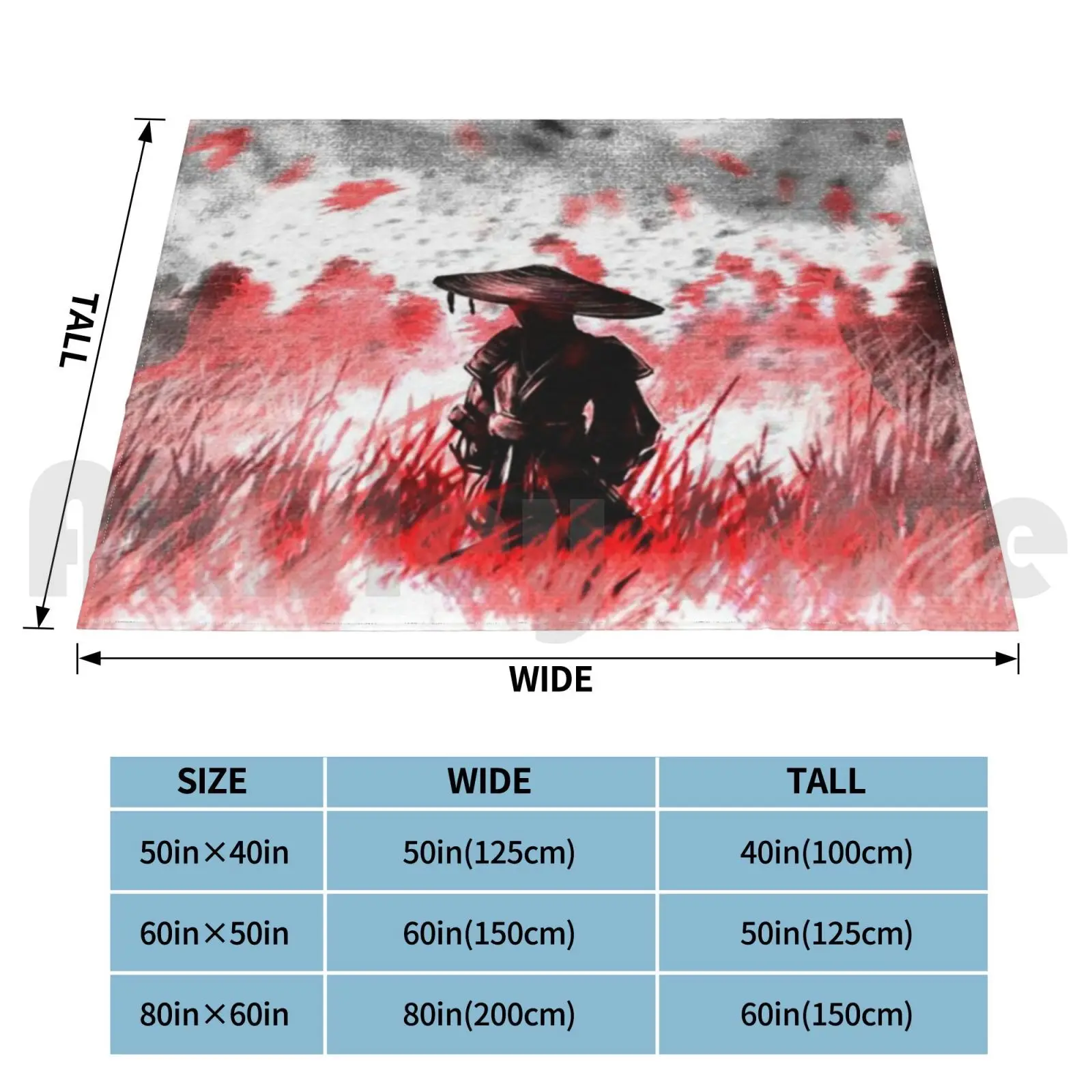 Ghost In Red Artwork Blanket Super Soft Warm Light Thin Ghost Of Tsushima Shinobi Ghost Tsushima Combat Japanese Anime