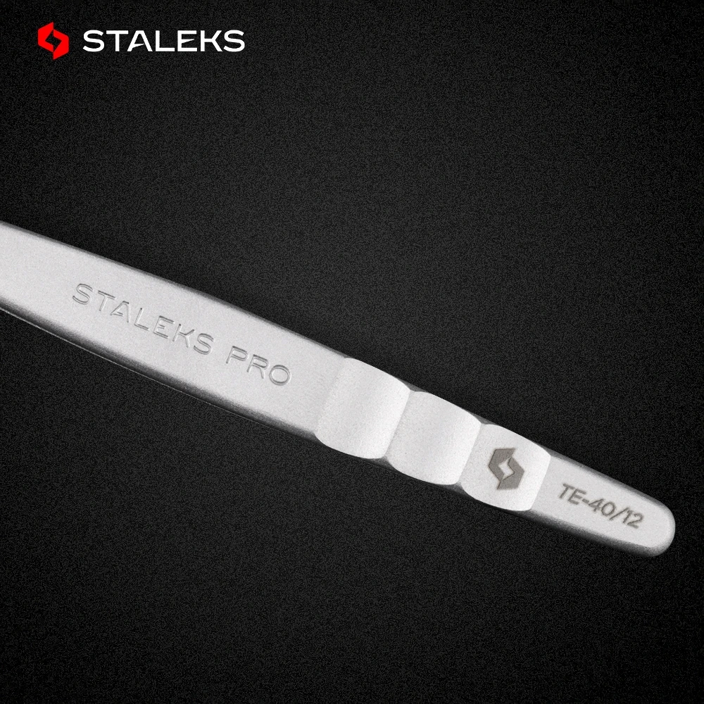 STALEKS PRO TE-40-12 Wave Pattern Embossing Tweezers Grafting Eyelashes Blooming ESD High Precise Hyper Fine AISI