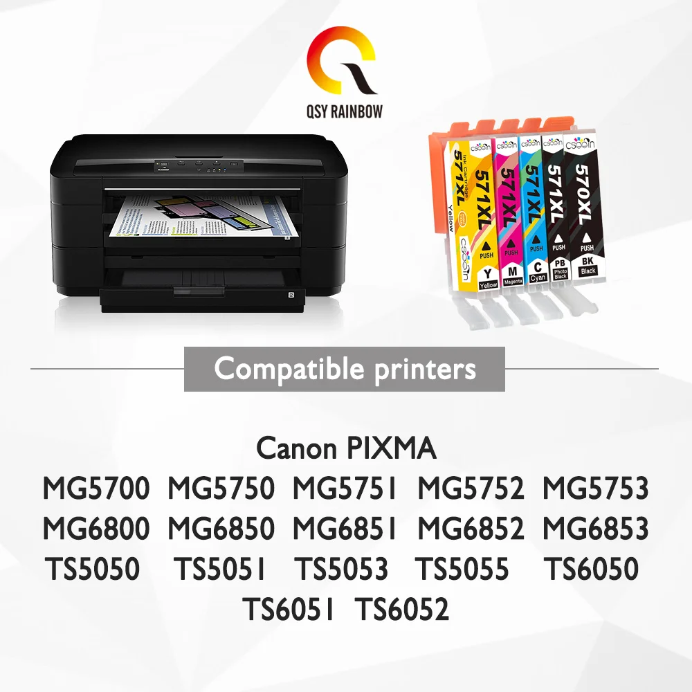 PGI-570XL, PGI-571XL para Pixma TS 5055 9055 5050 5051 5052 5053 Cartucho de tinta da impressora, Recarga completa, Pgi570, Cli571, Pgi-570