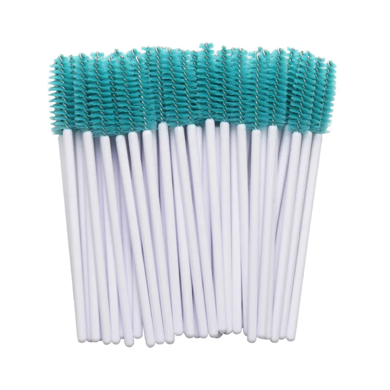 50pcs Disposable Nylon Mascara Wands Blue Handle Brushes Lashes Makeup Brushes Eyelash Extension Tools