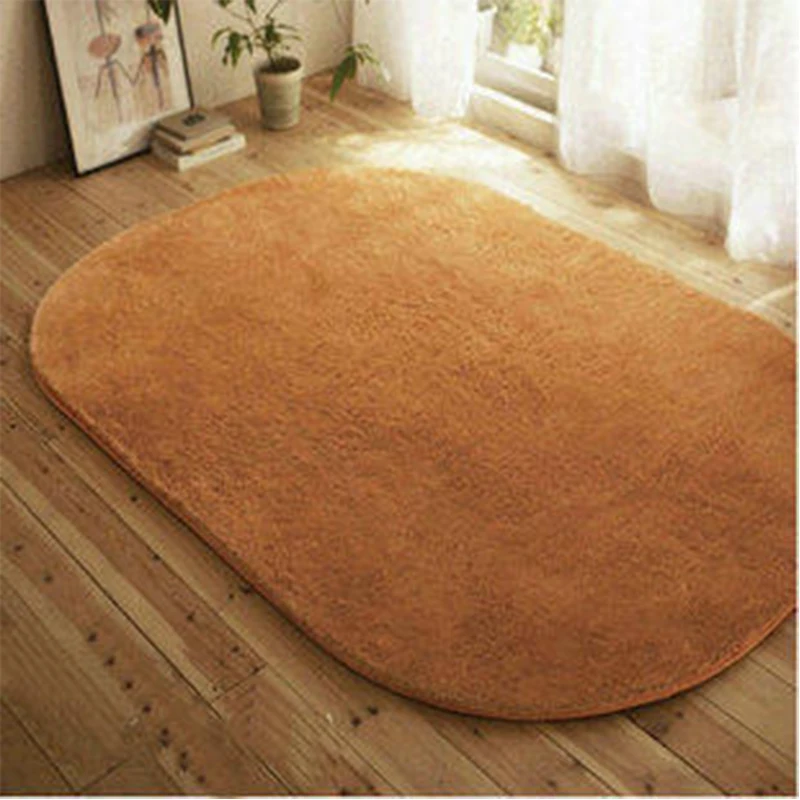 Thick Lamb Velvet Oval Carpet Shaggy Plush Area Rug LivingRoom Bedroom Bedside Faux Fur Rug Grey White Brown Pink Mat Home Decor