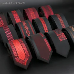 Men's Ties Fashion Luxury Red Silvery Golden Floral Jacquard Necktie Accessories Daily Wear Cravat Wedding Party Gift For Man