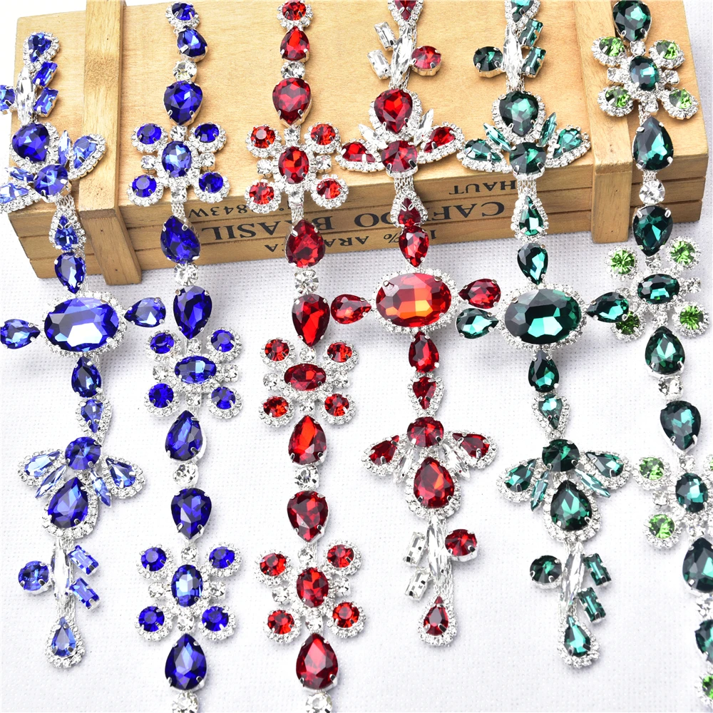 High Quality Oval Crystal Rhinestone Applique Diy All Glass Strass Connect Decorative Chain For Wedding Dress Belt Accessories