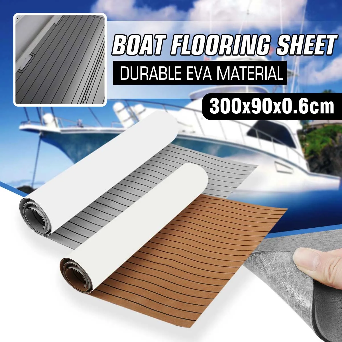 

Self-Adhesive 3000x900x6mm EVA Foam Boat Flooring Faux Teak Decking Sheet Marine Boat Yacht RV Foam Teak Decking Floor Mat Pad