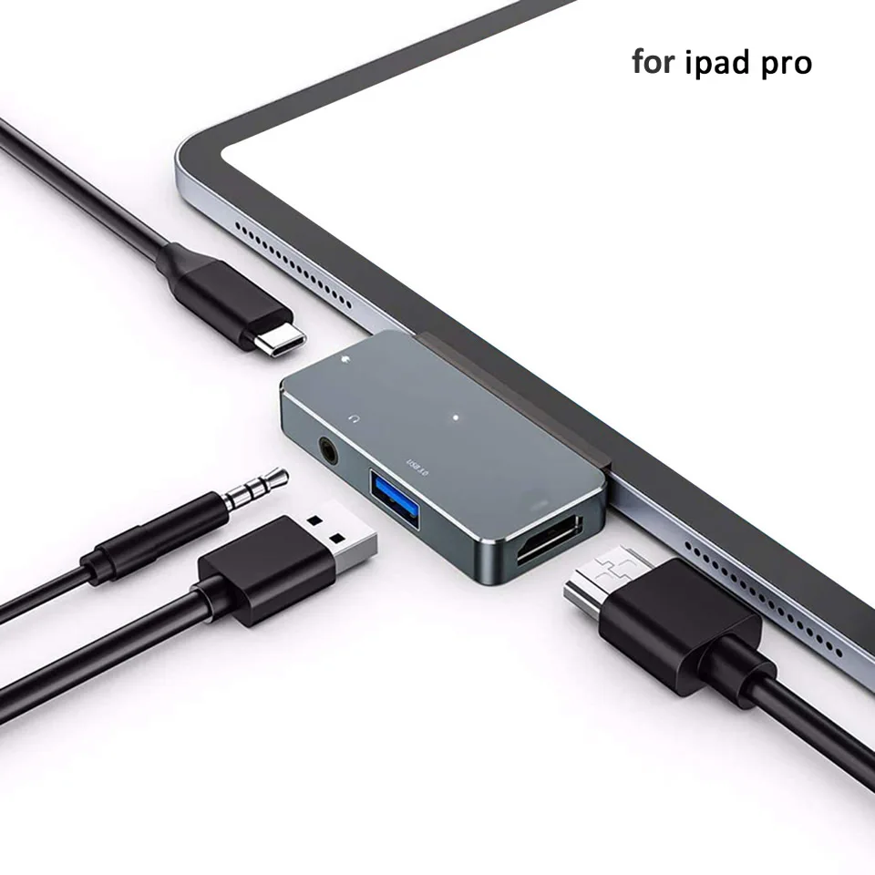 OUTMIX USB C Hub to 4K HDMI-compatible Adapter with USB-C PD USB3.0 3.5mm Jack Port USB Type C Dock for iPad Pro Macbook Pro/Air