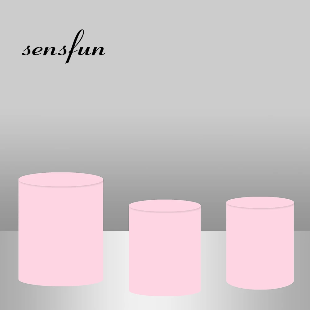 Sensfun Pure White Round Plinth Cover Backdrop Wedding Baby Shower Birthday Party Decor Elastic Custom Photo Background Banner