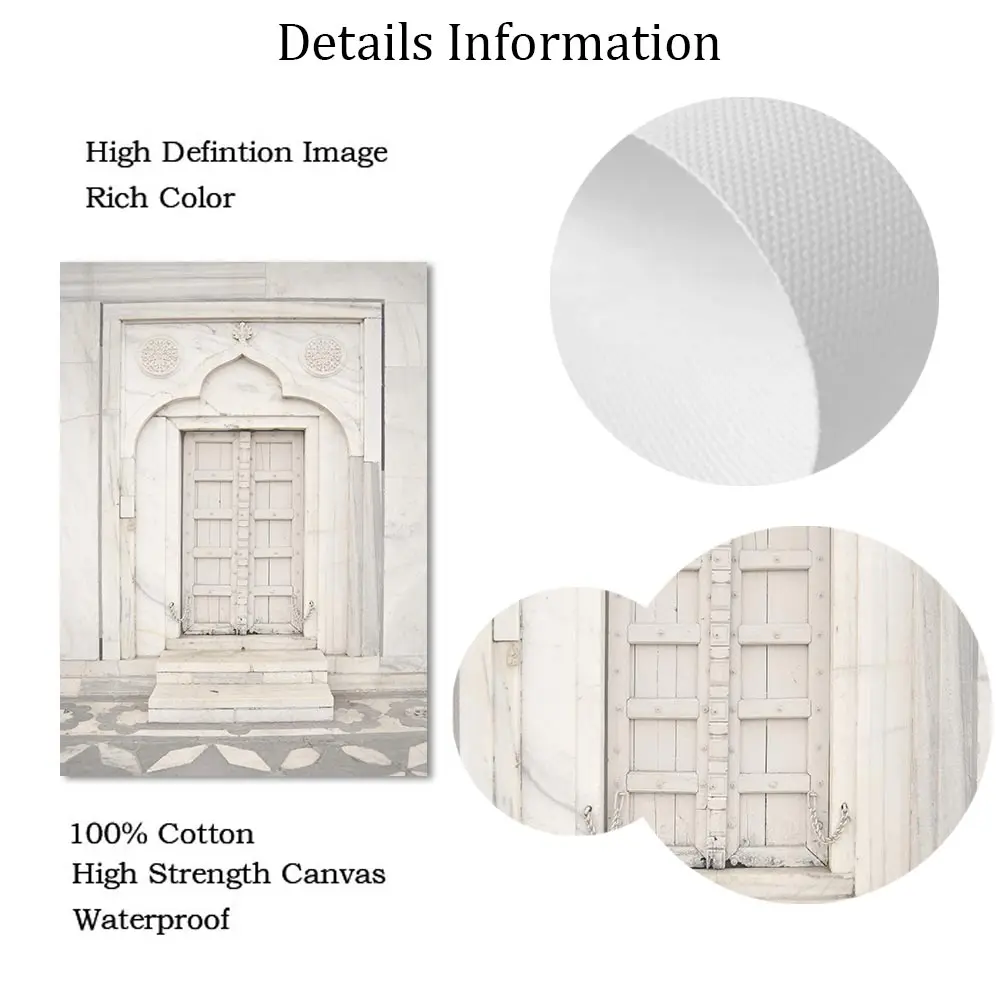 Islamic Beige Poster Architecture Canvas Print Mosque Morocco Door Flower Quotes Wall Art Painting Bohemia Picture Home Decor