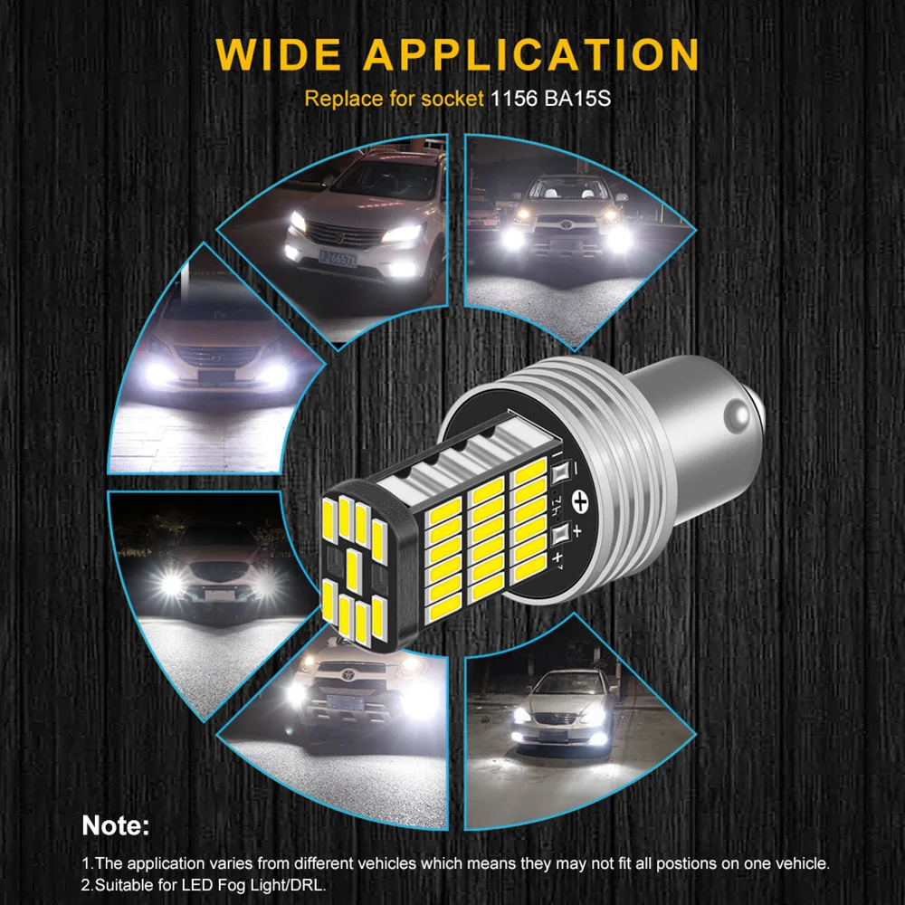 2pcs CANbus Error Free 1200 Lumens 1156 7506 P21W LED Bulbs for Volkswagen VW MK6 Jetta Daytime Running Lights 6000K HID White