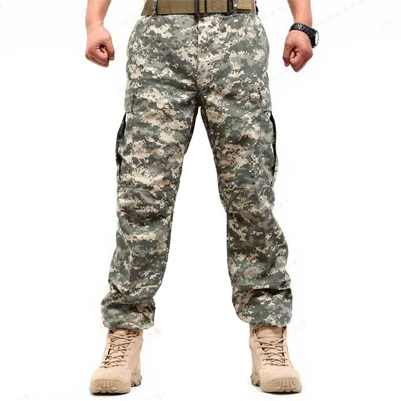 Aolamegs Men Camouflage Casual Pants Outdoor Sports Urban Hunting Cargo Pants Multi-pocket Hiking Training Trousers Overalls