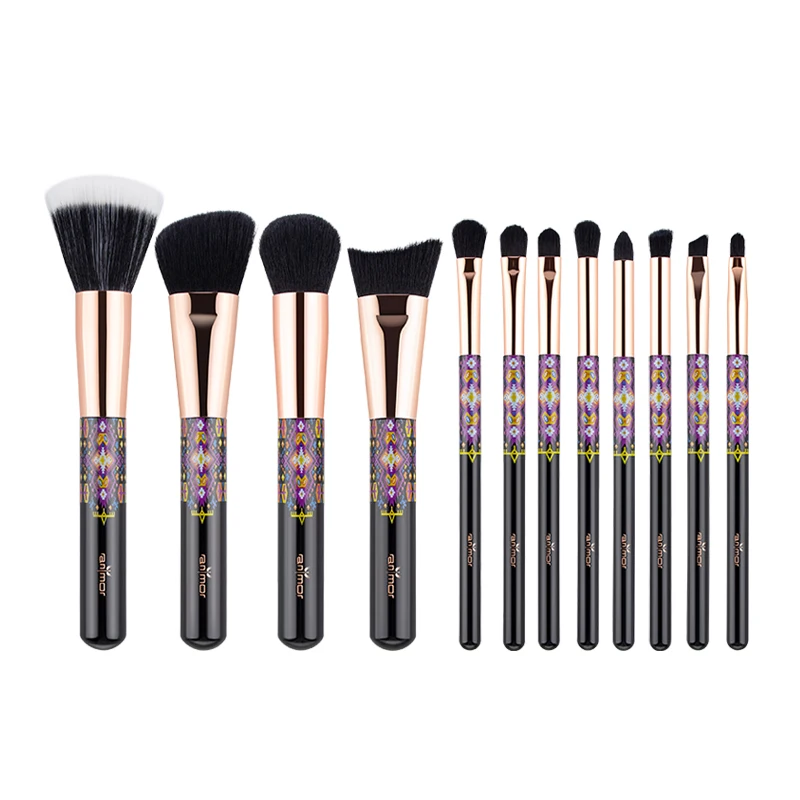 Anmor Makeup Brushes Set Synthetic Hair Duo Fiber Foundation Powder Contour Eyeshadow Blending Eye Brow Make Up Brush Kit