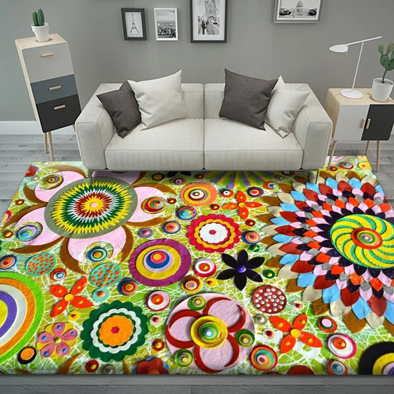 

Nordic Colorful Floral Big Carpets for Living Room Bedroom Floor Mat Gorgeous Girl Room Decor Rug Mandala Home Hallway Area Rugs