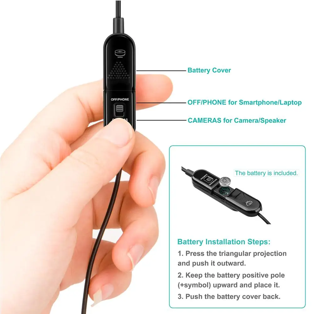 KIMAFUN Dual Lavalier Microphone HandsFree Clip-on Lapel Microphone Mini Collar Condenser Mic for Camera DSLR Phone PC Laptop