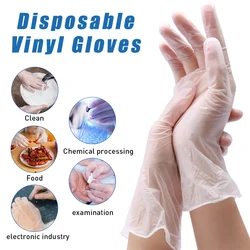 Vinyl Gloves Disposable 100 50 20 pcs Polyethylene Clear Examination PVC Powder Free Latex-Free Home Cleaning Gloves