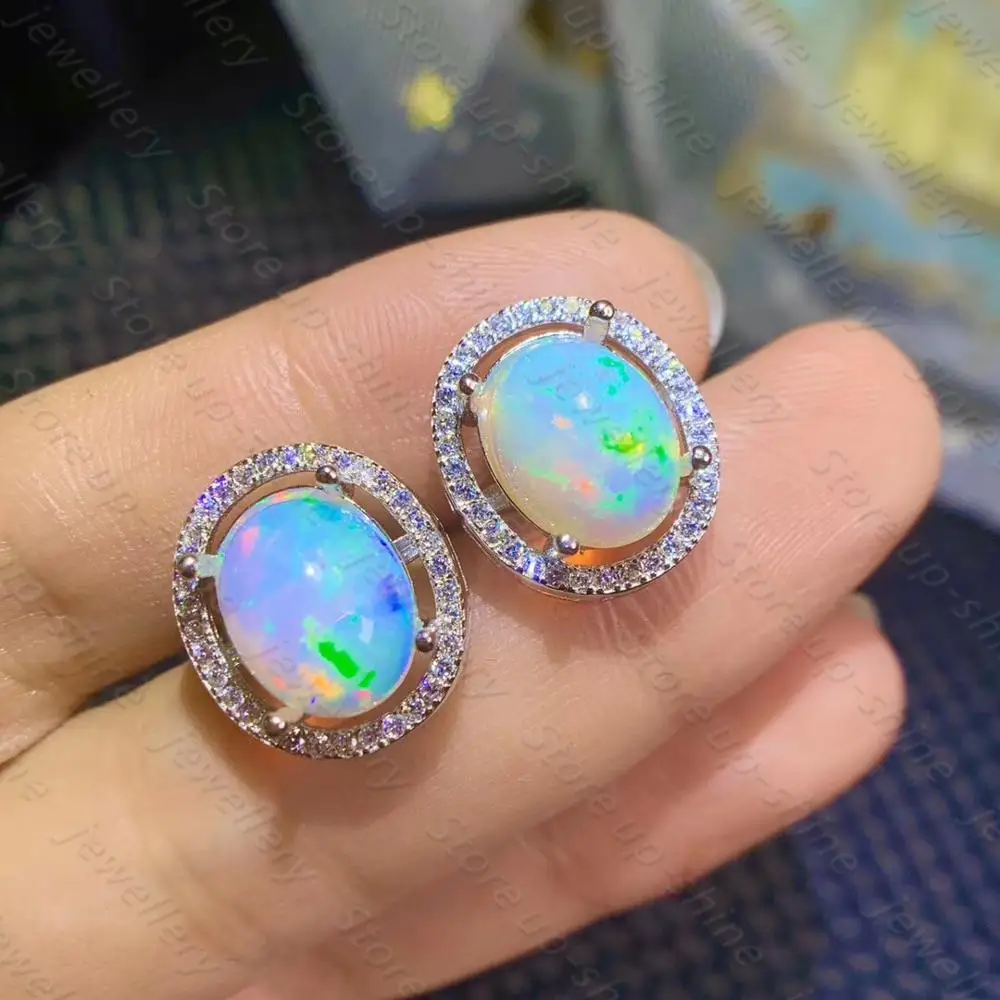 

Fine natural opal Earrings for Women Silver With 925 Sterling Sliver Platinum plating Wedding&Birthday Jewelry