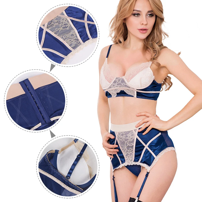 Fat Garter Belt Set Breathable Lingerie Brief Sets Plus Size Temptation Panty With Garters Sets Sexy 2 Piece Set Women RJ80186