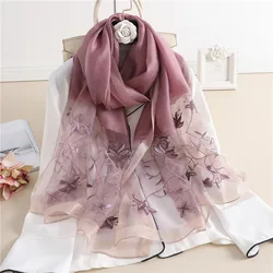 Rushed 2024 Silk Women Scarf Warm Wool Shawls Lady Wraps Bufanda Floral Pashmina Embroidery Scarves Foulard Wholesale Hijab