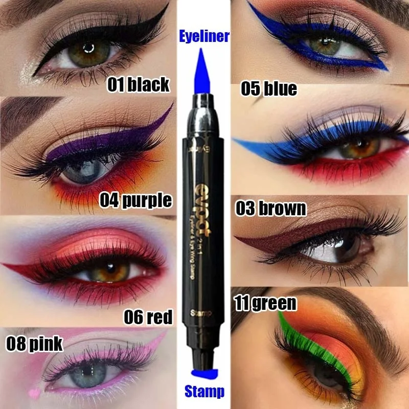 Jimwood Liquid Eyeliner Stamp Marker ดินสอกันน้ำ Stamp Double-Ended ปากกาอายไลน์เนอร์ Lipgloss เครื่องสำอางค์ Eyliner CE040